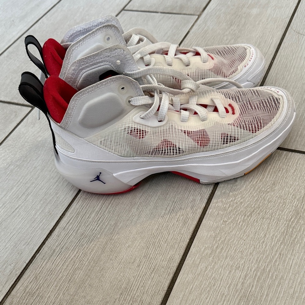 Jordan Kids White and Red Sneakers